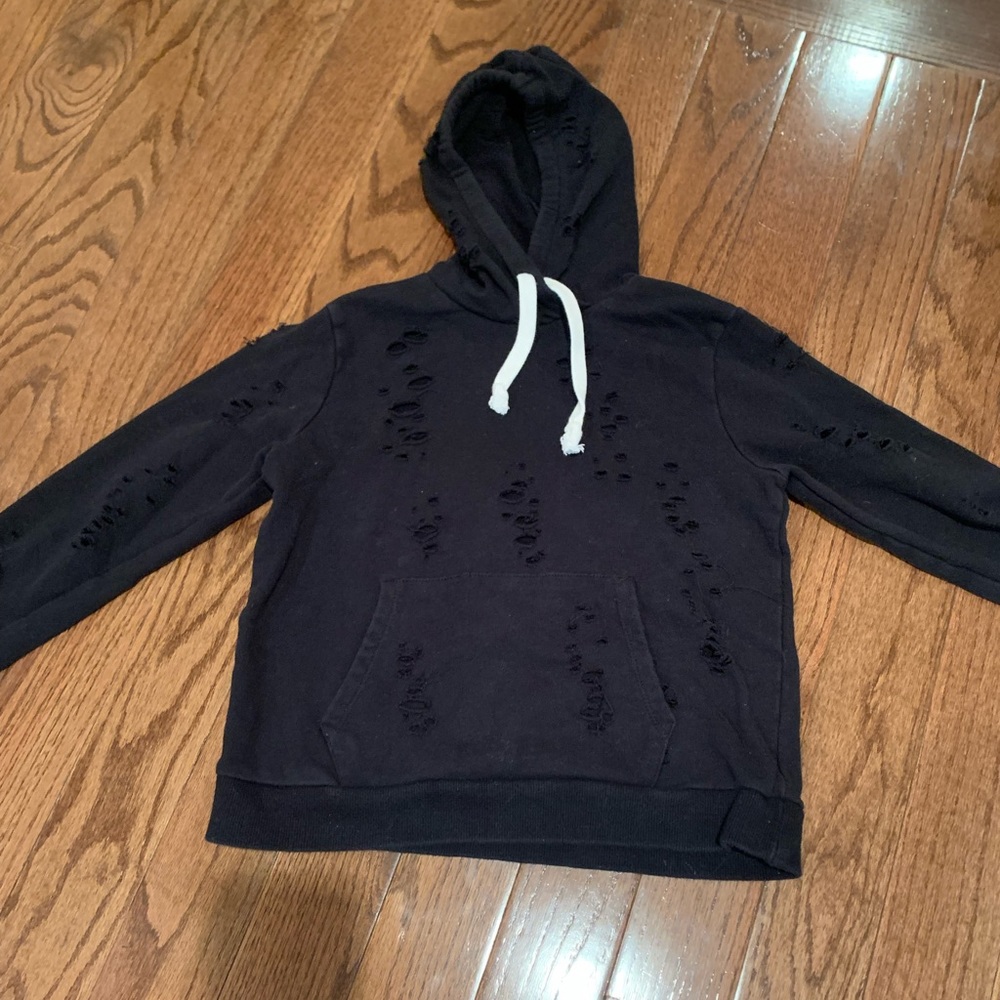 KatieJ NYC black distressed sweatshirt Size Medium (10)